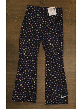 NEW Nike Girls Kids Flare Leg Pull On Dri-Fit Pants Black Multi 6